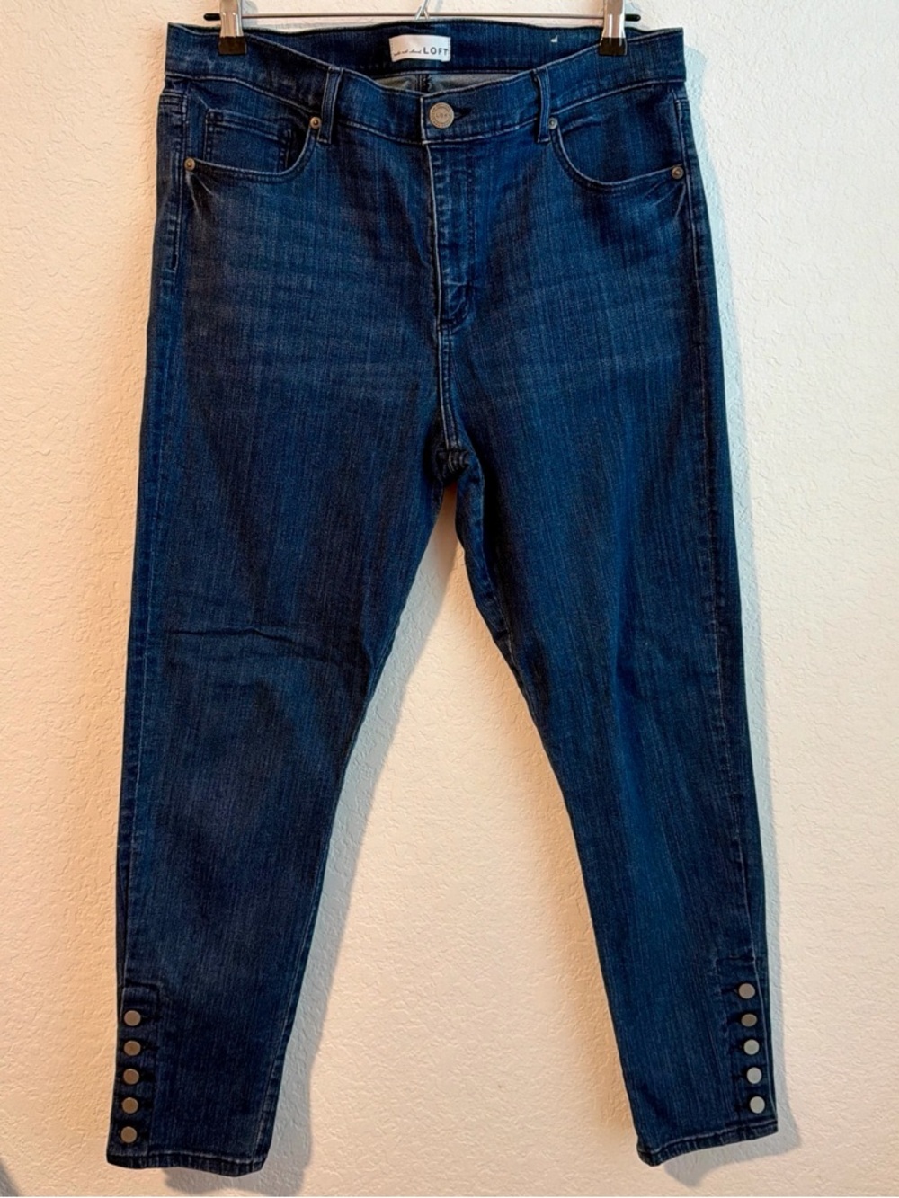 LOFT Button Cuff Skinny Jeans